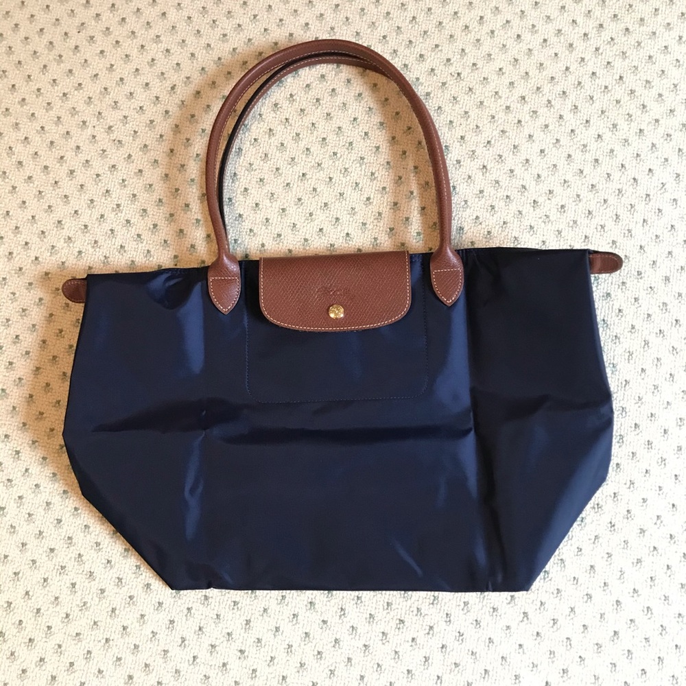 NWT Large Navy Longchamp Le Pliage Tote